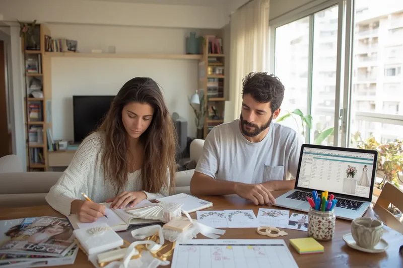 Pareja organizando su matrimonio en Chile desde un sistema digital todo-en-uno. 