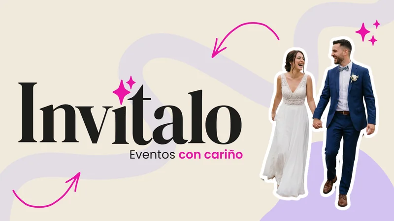 Logo de Invítalo, plataforma chilena para organizar eventos y matrimonios, con el lema “Eventos con cariño”.