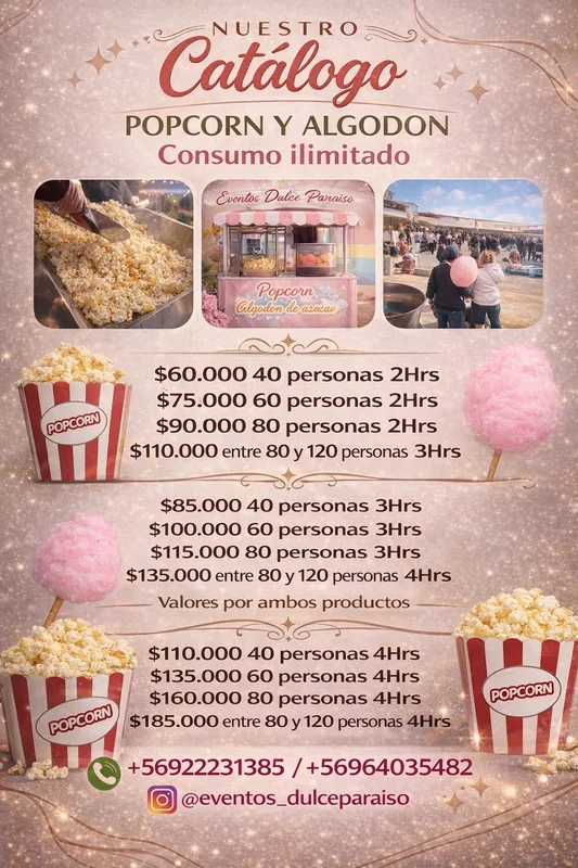 Servicio de maquinas de algodon de azucar y cabritas 