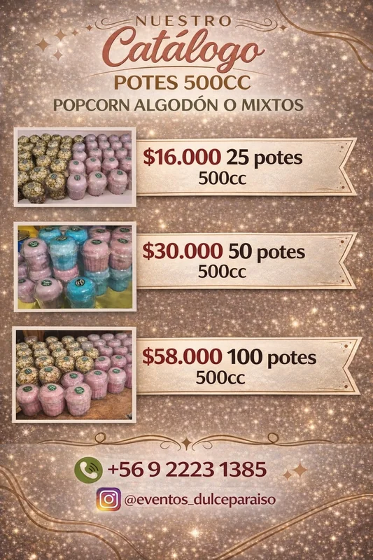 Potes de algodón de azúcar y cabritas