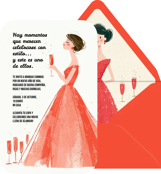 Vestido rojo - Plantilla de invitación