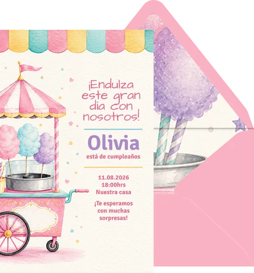 Algodón de azucar - Plantilla de invitación