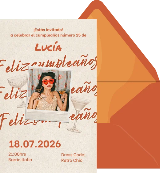Cumpleaños naranjo - Plantilla de invitación