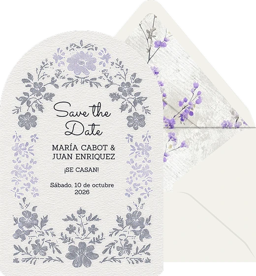 Reserva la fecha, flores azules preview